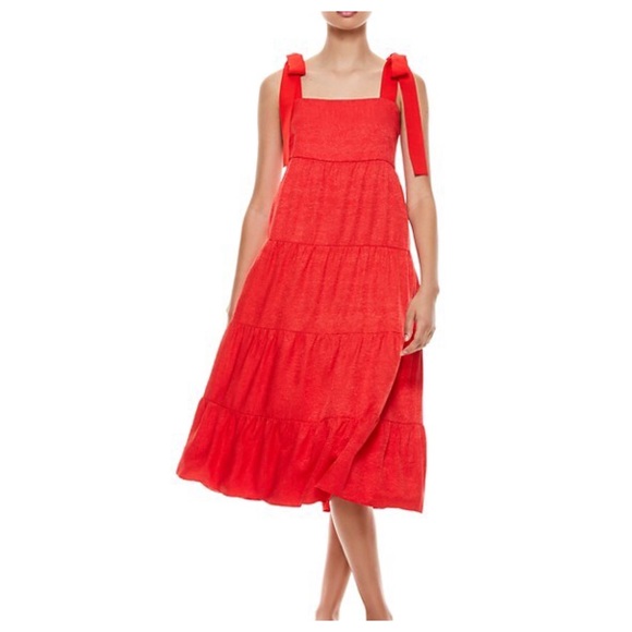 ALICE& + OLIVIA Cynthia Tie Shoulder Midi Dress - Picture 2 of 12